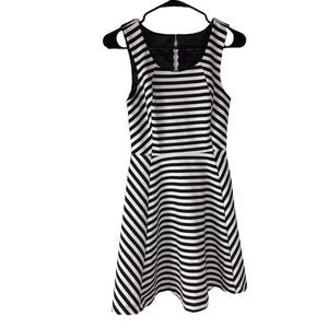 Express Fit and Flare Tank Dress Size XS Black White Stripe Stretch Comfy
